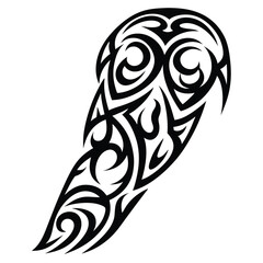 Elegant Black Tribal Tattoo Style Art with Intricate Details on White Background