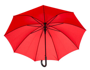 Red Umbrella with Black Handle, Fully Open, Top-Down View, isolated on transparent background