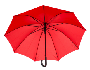 Red Umbrella with Black Handle, Fully Open, Top-Down View, isolated on transparent background