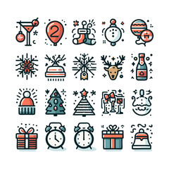 New Year Celebration Icons set