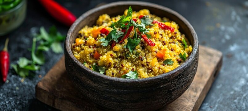 A healthy twist on traditional khichdi with quinoa and spices.