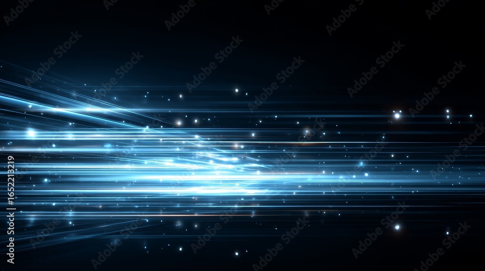 Poster abstract light streams with digital particles create a futuristic and dynamic visual effect against 