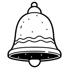  Bell with snow line art vector illustration