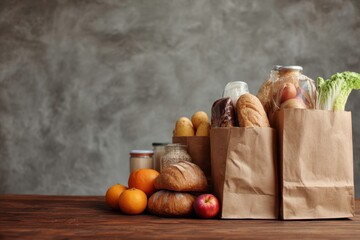 bag of groceries with dark background