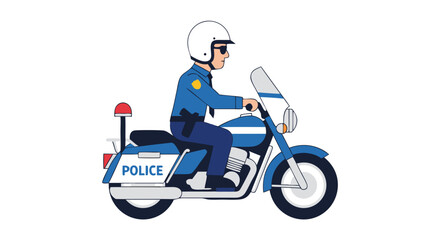 Policeman Riding Motorcycle A Vector Illustration for Law Enforcement and Public Safety
