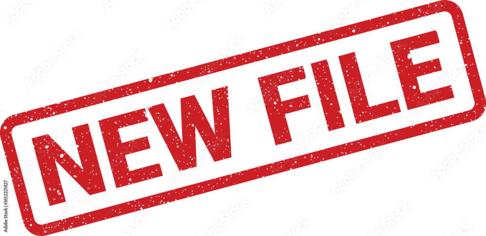 Aufkleber red ink stamp with new file text, indicating a freshly created document or record