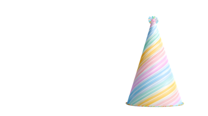 Pastel Striped Party Hat, isolated on transparent background