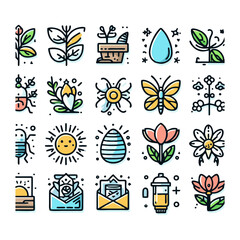 Obraz premium spring elements, icons set