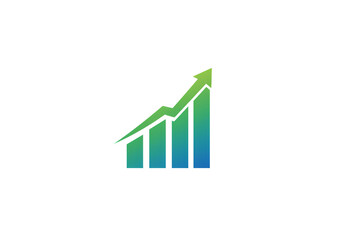 Ascending Bar Graph: Green and Blue Gradient, Financial Growth Chart Illustration isolated on transparent background