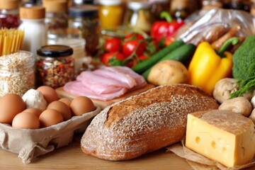 assortment of bread and vegetables