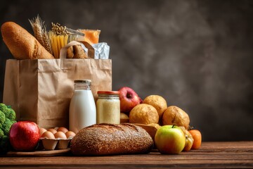 groceries with bread and milk