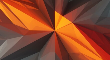 Radiant Geometric Burst: Abstract Orange and Red Polygonal Explosion