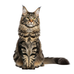 Obraz premium Majestic maine coon cat sitting proudly isolated on transparent background
