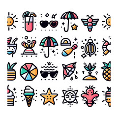 Summer, icons set