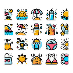 Fototapeta premium Summer, icons set