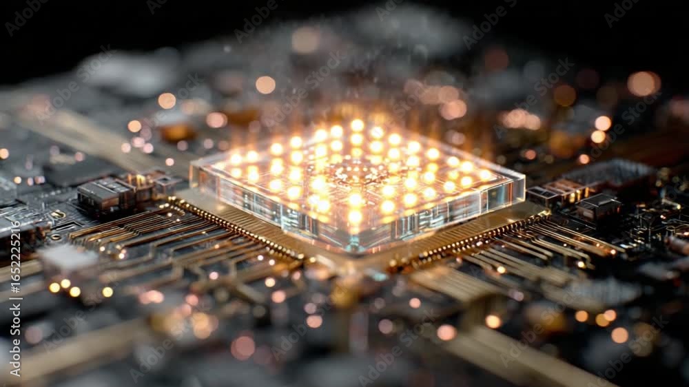 Aufkleber technological core: a dynamic close-up showcases the pulsating heart of innovation - a processor bat