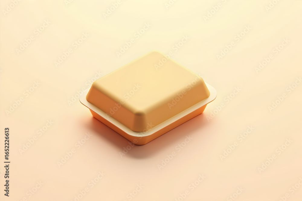Poster Isometric render showcasing a neatly arranged pastel container with a minimalist aesthetic
