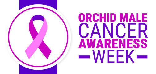 Fototapeta premium Orchid Male Cancer Awareness Week background, banner, card or poster design template is observed every year during September, to raise awareness about the mission. Vector illustration.
