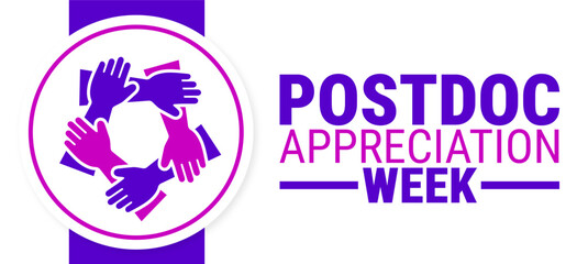 National Postdoc Appreciation Week background, banner, card or poster design template is observed every year during September, to raise awareness about the mission. Vector illustration.