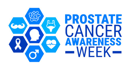 Prostate Cancer Awareness Week background, banner, card or poster design template is observed every year during September, to raise awareness about the mission. Vector illustration.