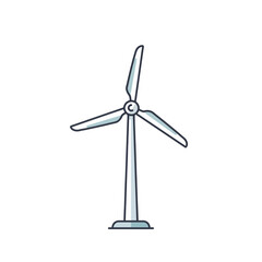 Minimalist wind turbine illustration with simple lines and soft color palette, concept for renewable energy promotion, environmental awareness campaign and sustainable technology education