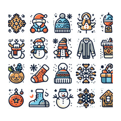 winter, icons set