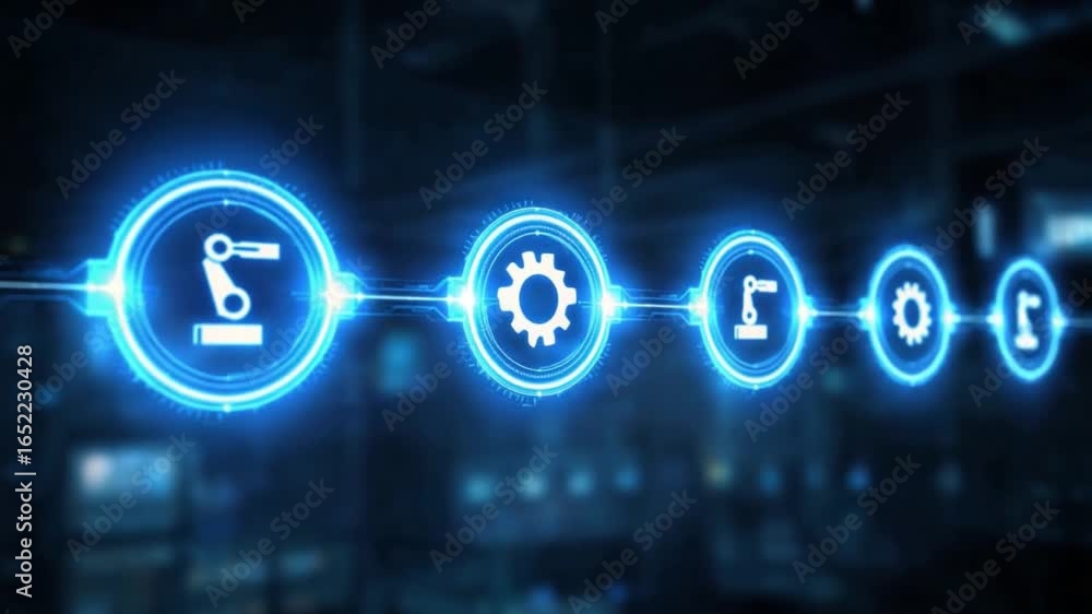 Aufkleber industry 4.0: a futuristic design showing the core elements of industry 4.0, highlighted in a stunni