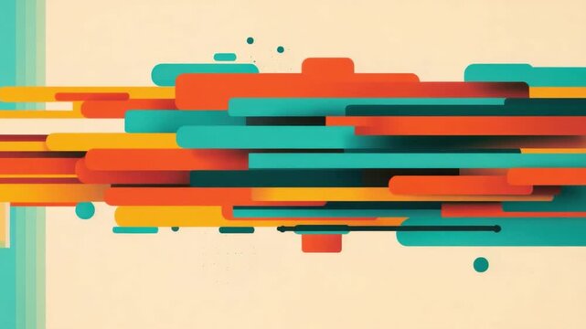 Colorful Abstract Composition with Vibrant Geometric Shapes and Dynamic Lines on Contemporary Background 4k video footage