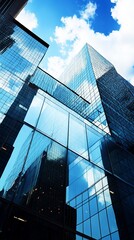 Fototapeta premium Low-angle view of modern glass skyscrapers