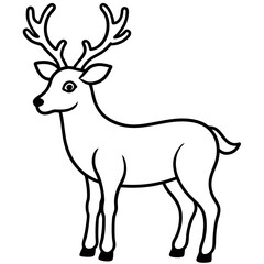 Rindeer line art vector illustration