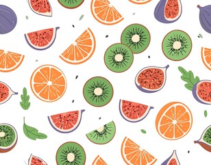 Colorful fruit slices pattern