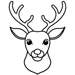  Reindeer face line art vector illustration