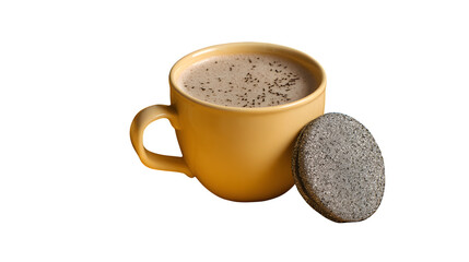 Chocolate drink with biscuit, isolated on transparent background