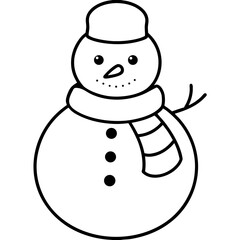 Scarf on snowman line art vector illustration