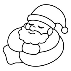 Santa waving line art vector illustration