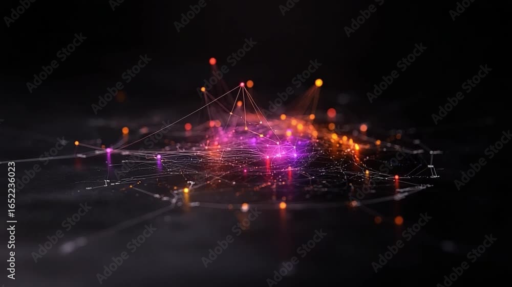 Poster cybernetic cityscape: explore the intricate world of interconnected data, visualized as a futuristic