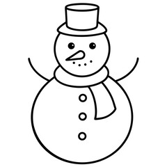Snowman line art vector illustration