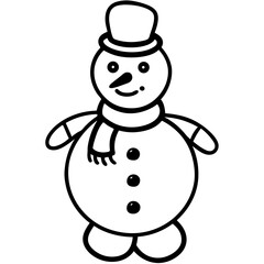 Snowman line art vector illustration