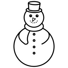 Snowman line art vector illustration