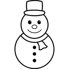 Snowman line art vector illustration