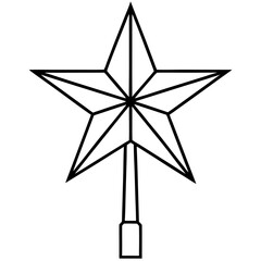 Tree topper star line art vector illustration