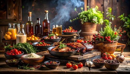 Rustic Autumnal Feast: Smoked Meats and Seasonal Dishes