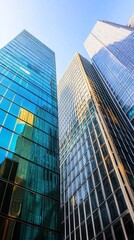 Fototapeta premium Low-angle view of modern glass skyscrapers
