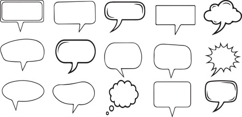 Fototapeta premium A collection of various speech bubbles and thought bubbles in black