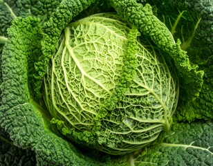 Close-up vibrant green cabbage