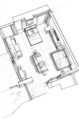 Fototapeta premium Black And White Architectural House Plan Drawing