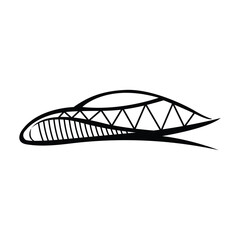 Black abstract bridge logo with curved top and vertical lines on white background vector illustration