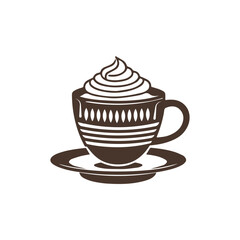 Coffee Cup Chocolate Silhouette Vector Style Logo Icon on Transparent