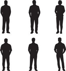 Standing Male Silhouettes in Different Styles