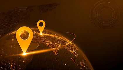 Global positioning markers on a digital globe.